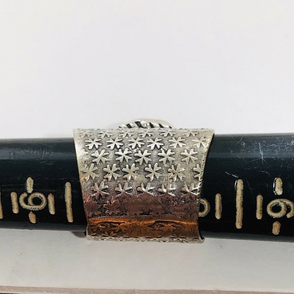 New Tourmaline Alpaca Silver Cigar Band Boho Ring - Picture 6 of 6